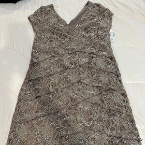 Taupe Sequin Formal Dress Size 14 NWT